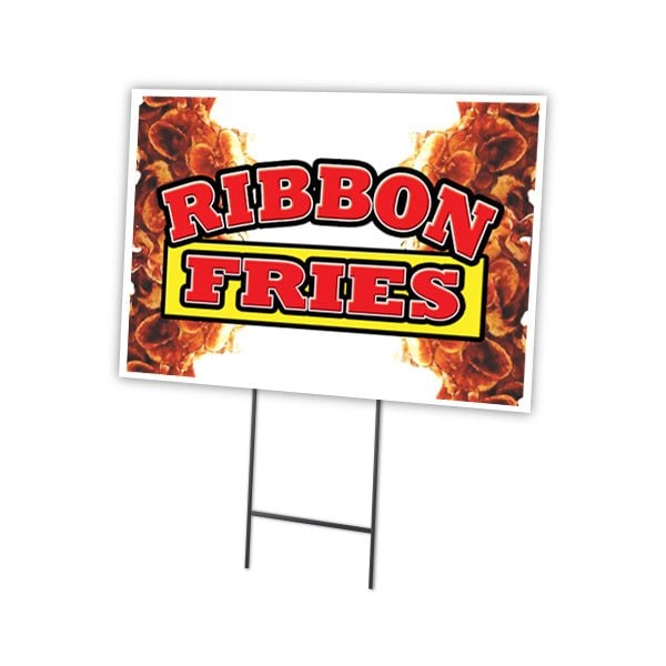Ribbon Fries Yard Sign & Stake outdoor plastic coroplast window, C-1824 Ribbon Fries